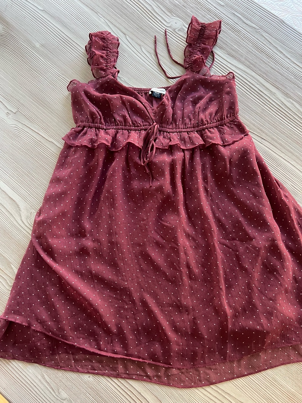 American Eagle Outfitters Rust Polka Dot Ruffle Cami